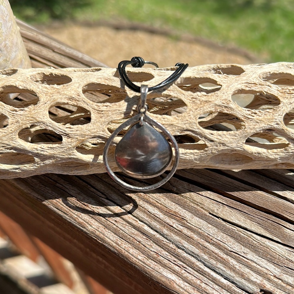 Silpada disc pendant silver and leather